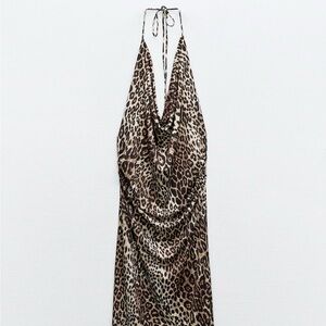 Zara Leopard Print Halter Dress